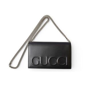 Gucci Shoulder Bag Clutch Bag Chain Wallet 2way Gucci Embossed Logo Black 421850